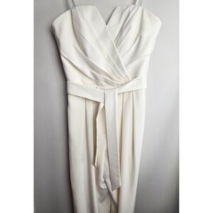 Jill Stuart Size 6 Strapless Jumpsuit Belted Winter White Wedding Holiday Party
